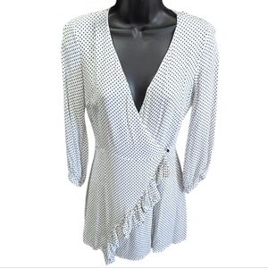 Zara White and Black Polka Dot Wrap  Romper Size XS